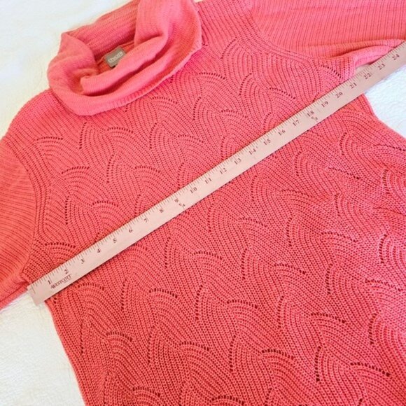 Chico’s 3 Women’s Size Large Coral Pink Knit Cowl Neck Sweater Long Sleeves - Picture 7 of 13